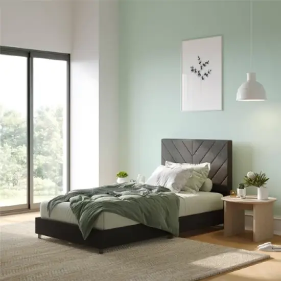 Yanis Upholstered Bed with USB - Room & Joy image {1}