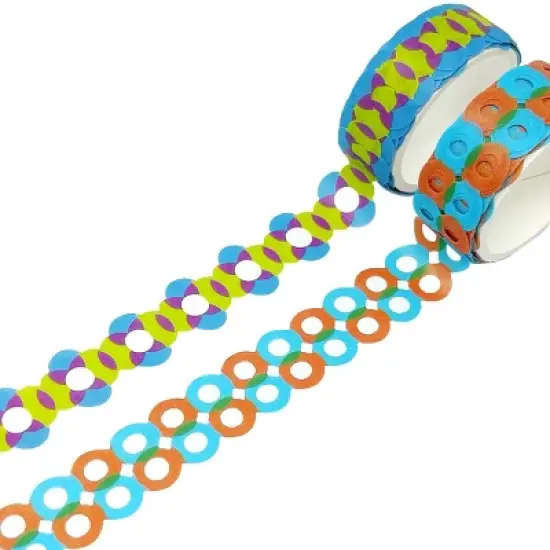 Wrapables Bright Geometric Design Hollow Washi Masking Tape 4M Length Total (Set of 2) image {14}