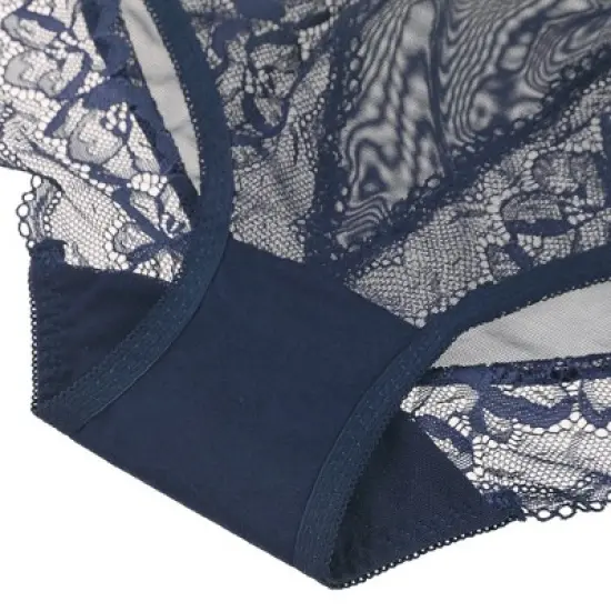 Agnes Orinda Women's Sheer Lace Trim High Rise Solid Brief Stretchy Underwear image {2}