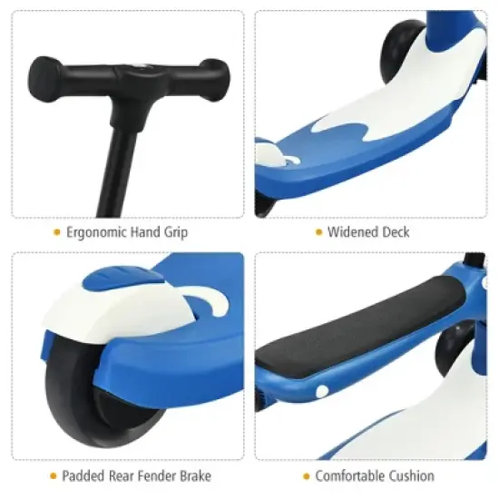 Honeyjoy Portable 3 Wheel Kids Scooter with Gravity Steering System  Purple\Blue\Green image {3}