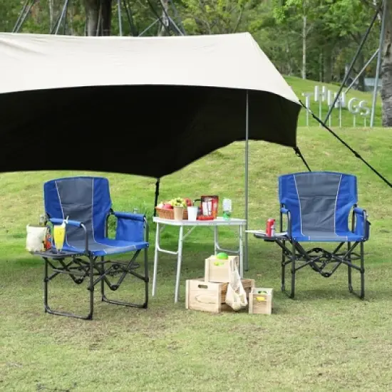 Portable Folding Camping Chair, Directors Chairs with Side Table, Drink Holder, Durable Armrests image {1}