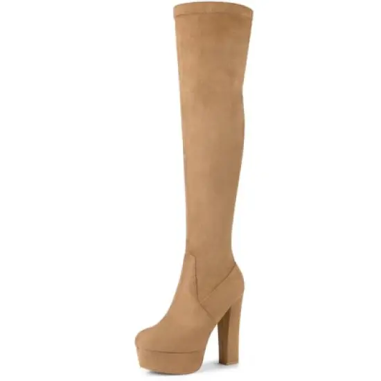Allegra K Women's Platform Block Heel Over Knee High Boots image {16}