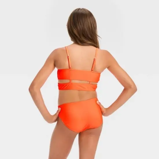 Girls' 'It&rsquo;s a Wrap' Solid Bikini Set - art class&trade; Orange image {2}