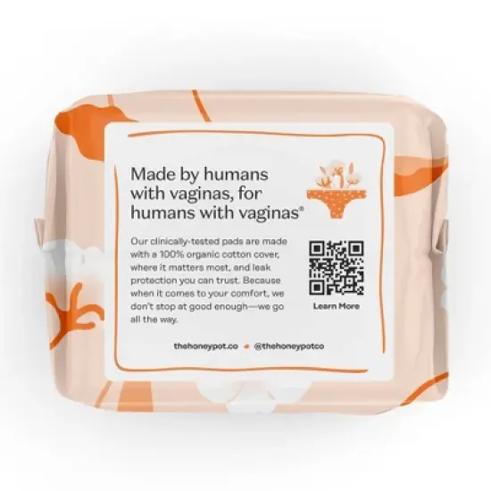 The Honey Pot Company, Non-Herbal Overnight Pads with Wings, Organic Cotton Cover - 12 ct image {11}