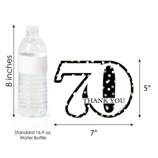 Big Dot of Happiness Adult 70th Birthday - Gold - Shaped Thank You Cards - Birthday Party Thank You Note Cards with Envelopes - Set of 12 image {4}