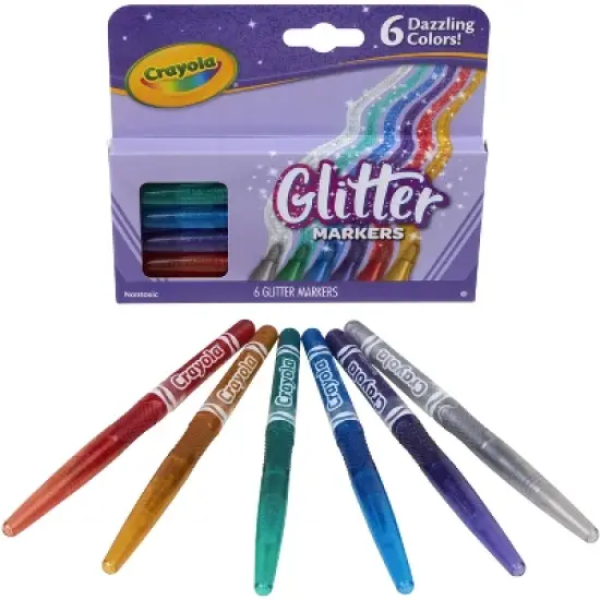Crayola Glitter Markers, Assorted Colors, Set of 6 image {1}