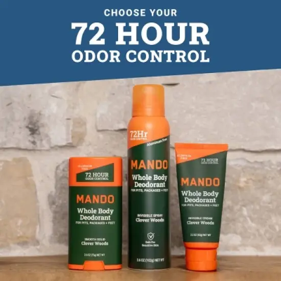 Mando Whole Body Men's Smooth Solid Deodorant Clover Woods - Aluminum-Free 2.6oz image {9}