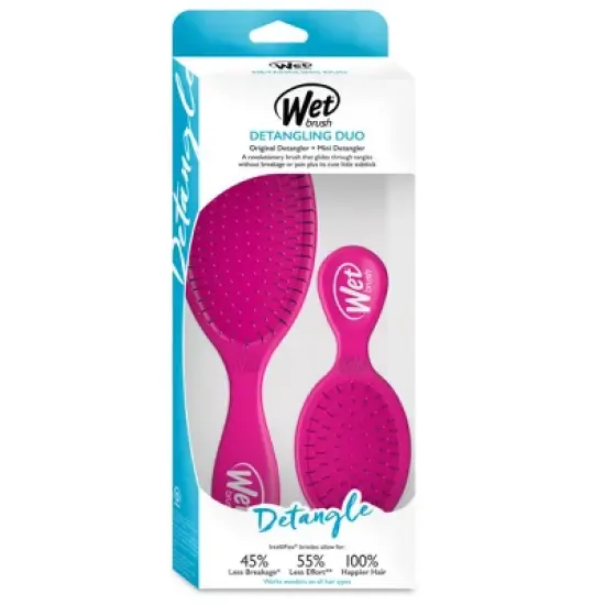 Wet Brush Detangling Duo Original Hair Brush + Mini Detangler - Fuchsia - 2ct image {5}