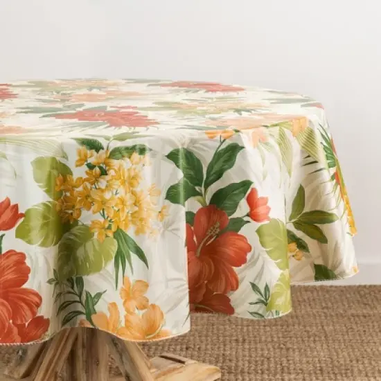Elrene Callisto Tropical Floral Printed Vinyl Indoor/Outdoor Tablecloth - Elrene Home Fashions image {5}