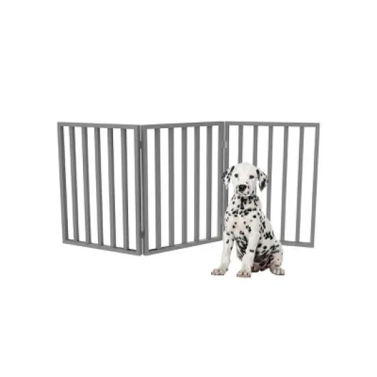 Indoor Pet Gate - 3-Panel Folding Dog Gate for Stairs or Doorways - 54x24-Inch Freestanding Pet Fence for Cats and Dogs by PETMAKER (Gray) image {6}