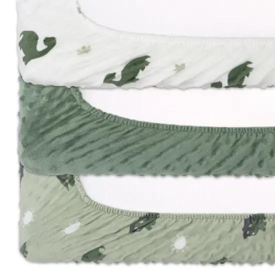 The Peanutshell Changing Pad Cover for Baby Boys, Green Dino Minky, Green image {4}