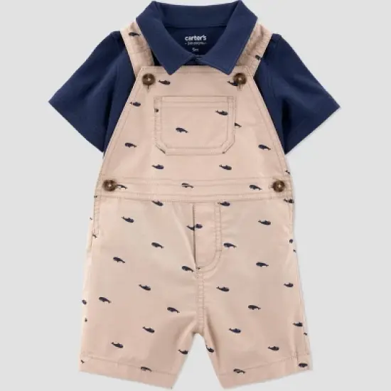 Carter's Just One You&reg; Baby Boys' Whale Romper - Navy Blue/Khaki image {1}