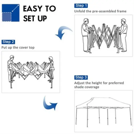 Costway 10'x20' Pop up Canopy Tent Folding Heavy Duty Sun Shelter Adjustable W/Bag image {8}