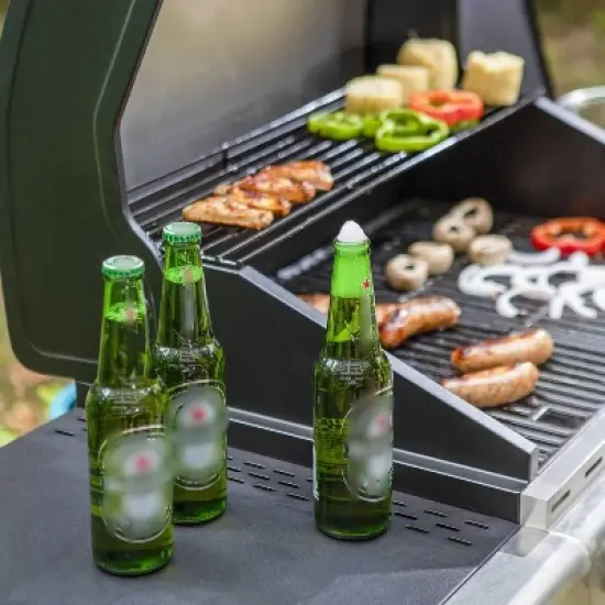 Captiva Designs E02GR001 Stainless Steel 4-Burner Propane Gas Grill with Side Burner and Side Tables image {4}