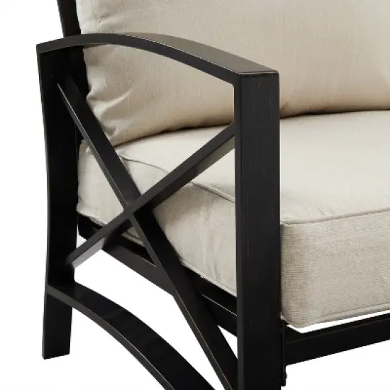 Kaplan 5pc Outdoor Conversation Set with Dante Fire Table & 4 Arm Chairs - Oatmeal - Crosley image {10}