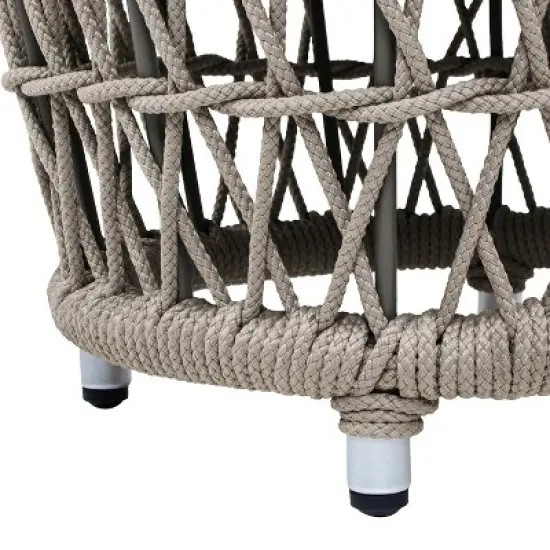 Jennifer Taylor Home Everly 21.5" Round Woven Patio Coffee Table, Light Beige Olefin image {3}