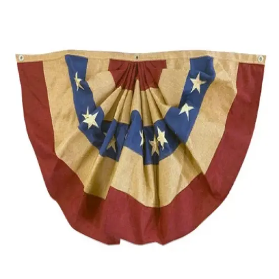 Briarwood Lane Burlap Patriotic Embroidered Bunting USA 72" x 36" Pleated Banner with Brass Grommets image {1}