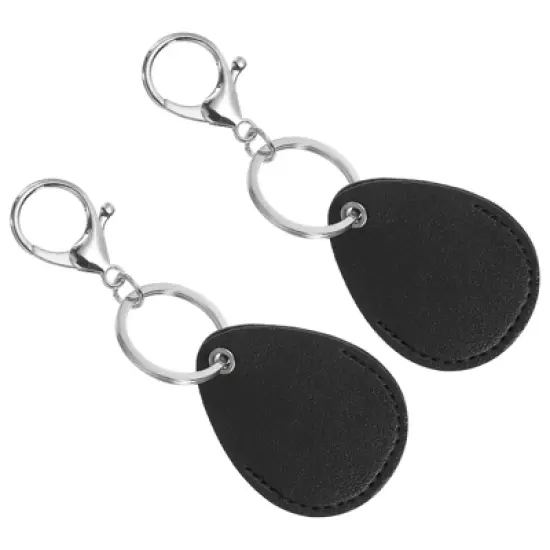 Unique Bargains PU Leather Keychain Holder ID Key Cards Key Fobs with Rings 2 Pcs image {7}