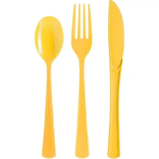 Exquisite Solid Color Plastic Utensil Cutlery Set Forks Spoons Knives- 150 Pack image {11}