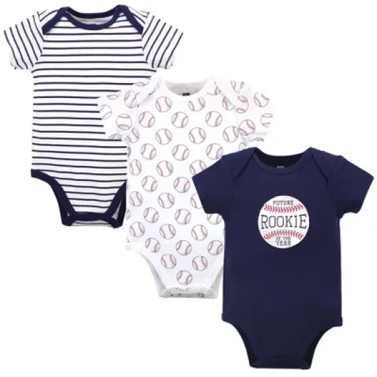 Hudson Baby Infant Boy Cotton Bodysuits 3pk, Baseball image {4}