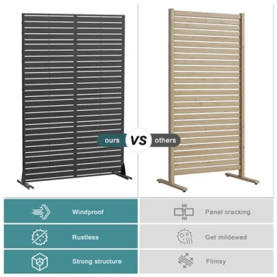 PexFix 72"x47"Indoor Outdoor Black Galvanized Panel Screen Louvered image {5}