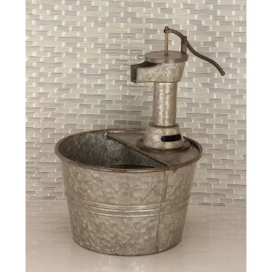 18" x 15" Farmhouse Metal Fountain Gray - Olivia & May image {2}