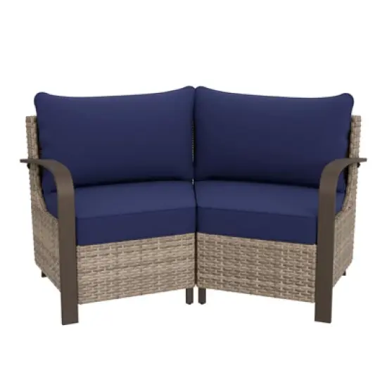 EAGLE PEAK Coastal Vista Patio Outdoor Wicker Love Seat, Patio Conversation Set Wicker Rattan Sofa Chair Set image {9}