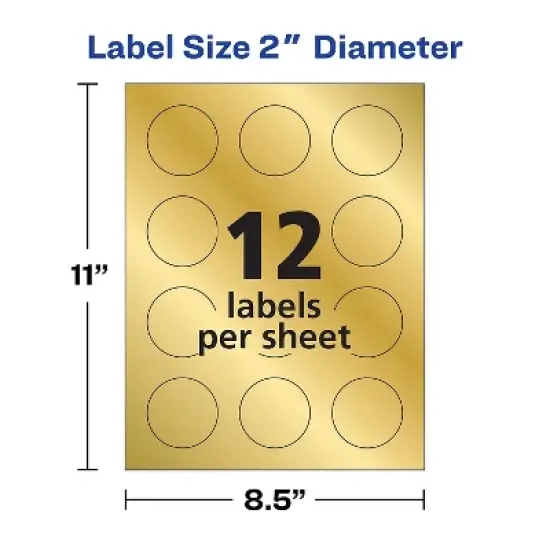 Avery Round Labels 2" dia Gold Foil 96/Pack 22831 image {4}
