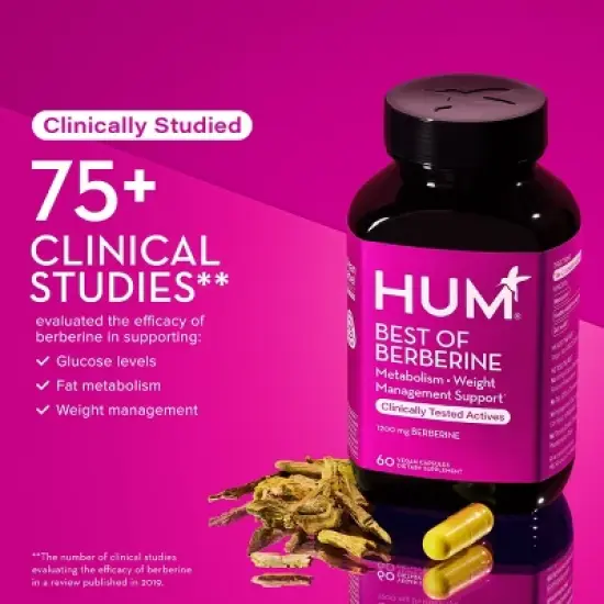HUM Nutrition Best of Berberine Weight Management & Glucose Support Vegan Capsules - 1200mg - 60ct image {2}