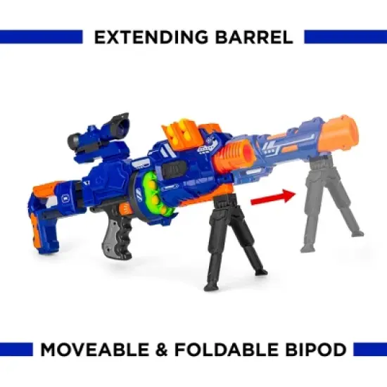 Best Choice Products Electric Customizable Soft Foam Ball Long-Distance Blaster Toy w/ Barrel Extension, 12 Balls, Bipod image {3}