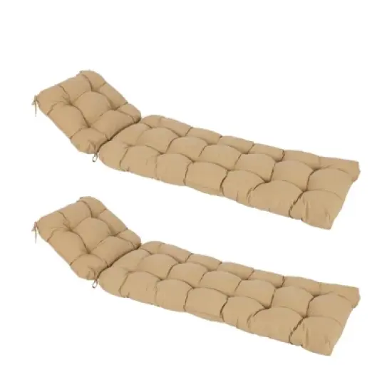 Aoodor 76" x 22" x 5.1" Polyester Tufted Chaise Lounge Cushion, Water-Resistant & Fade-Resistant Cushion for Outdoor Wicker Chaise Lounge Use, 2 Pack image {8}