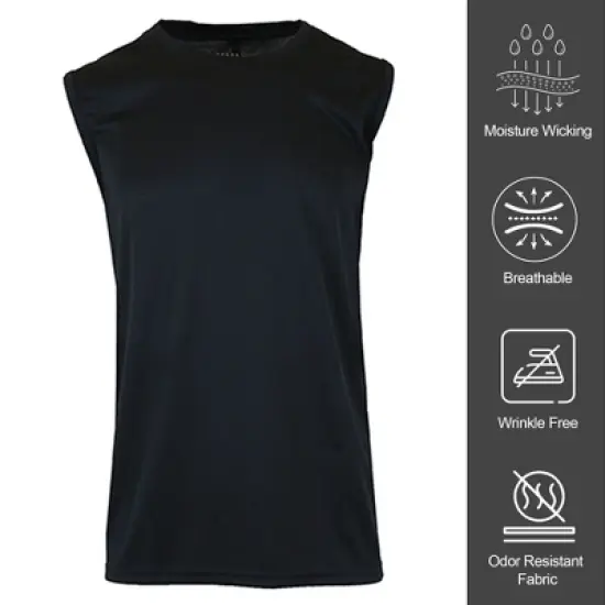 Galaxy By Harvic Men's Performance Moisture-Wicking Active Short Sleeve and Muscle Tees Set-4 Pack image {4}