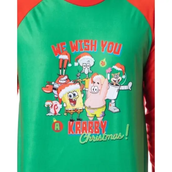 Nickelodeon Mens' SpongeBob SquarePants Krabby Christmas Pajama Set Red image {1}
