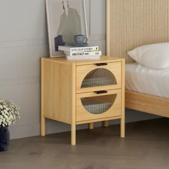 Aash  2 Drawers Environmentally Friendly Pale Yellow Finish Accent Nightstand With Storage- The Pop Maison image {9}