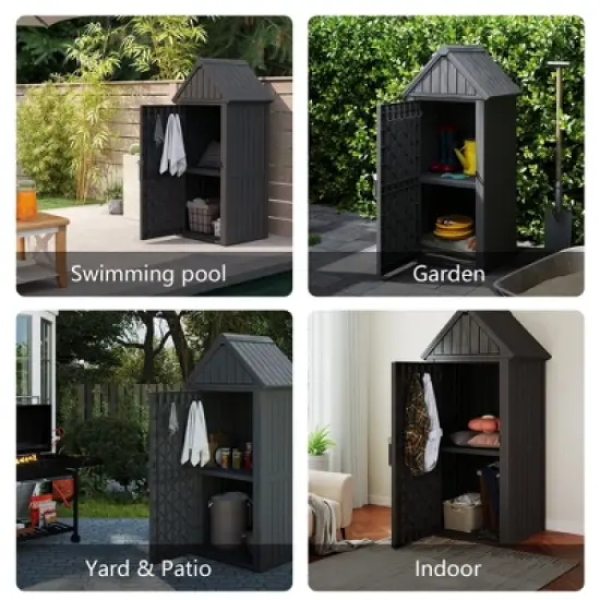 Decksplore 1.67 ft. W x 2.16 ft. D Outdoor Storage Resin Shed Lockable Resin Garden Shed for Backyard(21.12 cu ft） image {10}