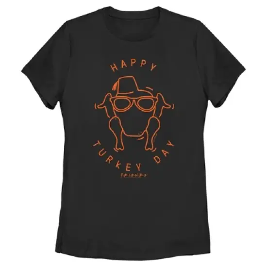 Women's Friends Happy Turkey Day Icon T-Shirt image {3}
