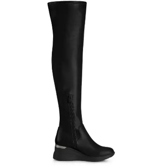 Allegra K Women's Platform Wedge Chunky Heels Over the Knee Thigh High Boots image {6}