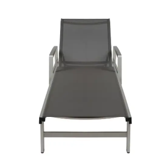 Christopher Knight Home Plantn Outdoor Modern Gray Mesh and Aluminum Adjutstable Chaise Lounge, Black/Natural image {3}