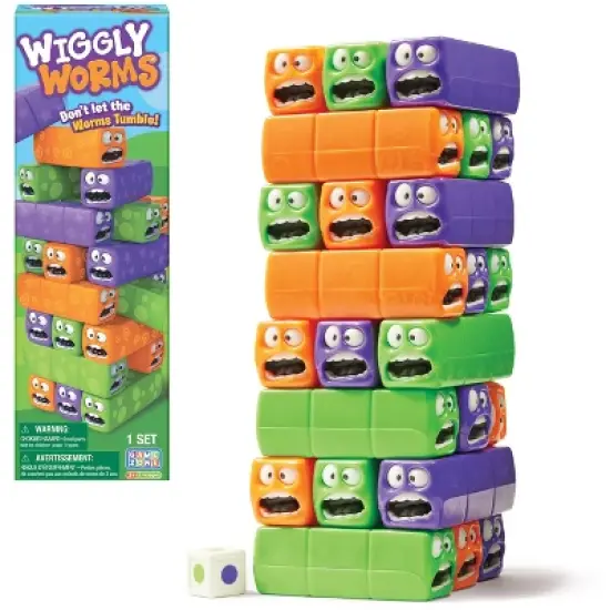 Game Zone Wiggly Worms For 2-4 Players, Ages 3+, Tower Block Stacking Game, Kids & Family Multiplayer image {8}
