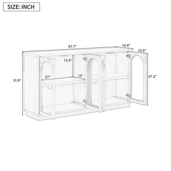 KTMBDW Sideboard Buffet Storage Cabinet, Credenza Buffet Table, Boho Console Accent Cabinet with Doors for Kitchen Entryway image {3}