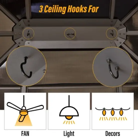 EROMMY 14 Ft. W x 12 Ft. D Solid Wood Patio Gazebo Gazebo image {6}