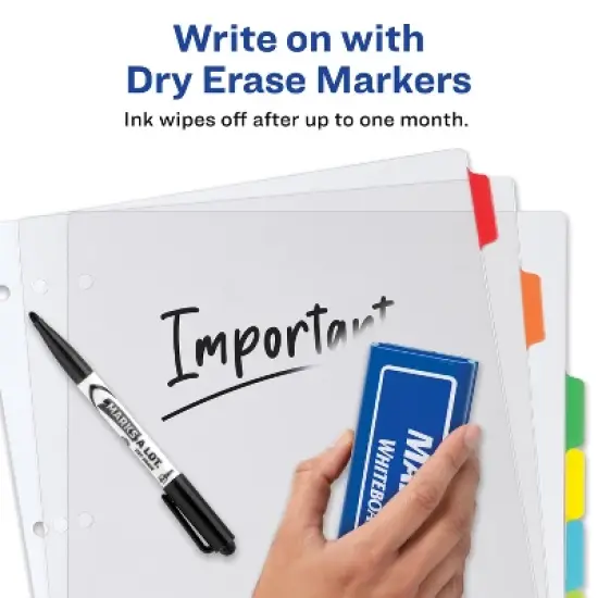 Avery Durable View 3 Ring Binder with 3 Inch Rings, 8 Tab Durable Plastic Binder Dividers, Office Supplies Set (01680) image {6}