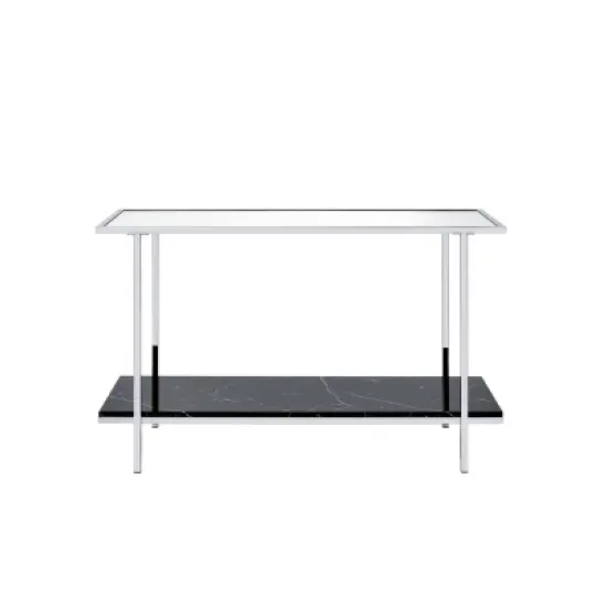 Angwin Console Table Mirrored Faux Marble/Chrome - Acme Furniture image {1}