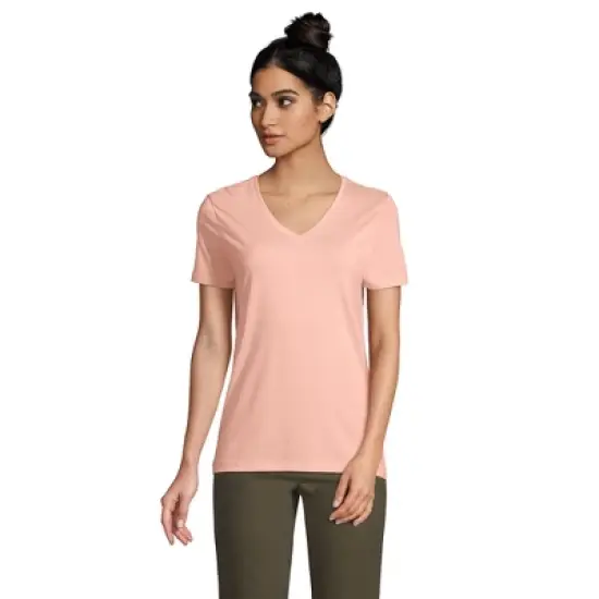 Lands' End Women's Relaxed Supima Cotton Short Sleeve V-Neck T-Shirt image {10}