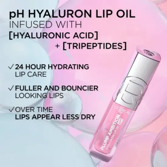 L'Oreal Paris Plump Ambition Hyaluron pH Lip Oil Plumping Lip Gloss - 0.16 fl oz image {6}