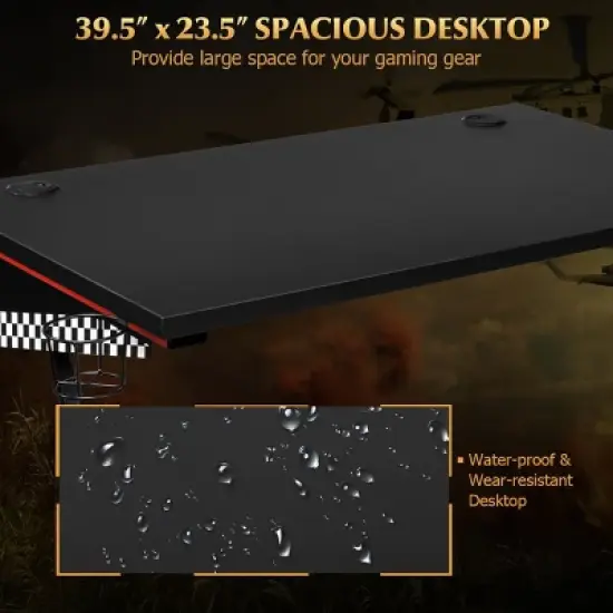 Costway Gaming Desk Home Office PC Table Computer Desk with Cup Holder & Headphone Hook image {7}