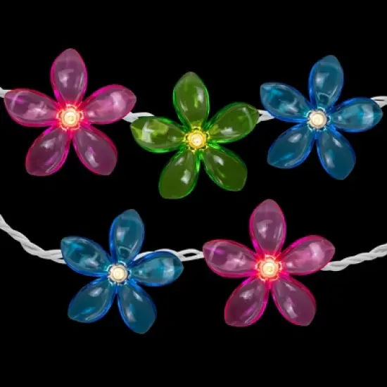 Northlight Flowers Indoor Outdoor Patio Light Set - 9' White Wire - 10ct image {2}