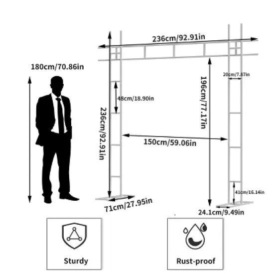 Artloge 7.87ft Modern Metal Pergola Arch White Wedding Arch Stand Garden Arbor with Heavy Duty Base for Ceremony Proposal Party image {2}