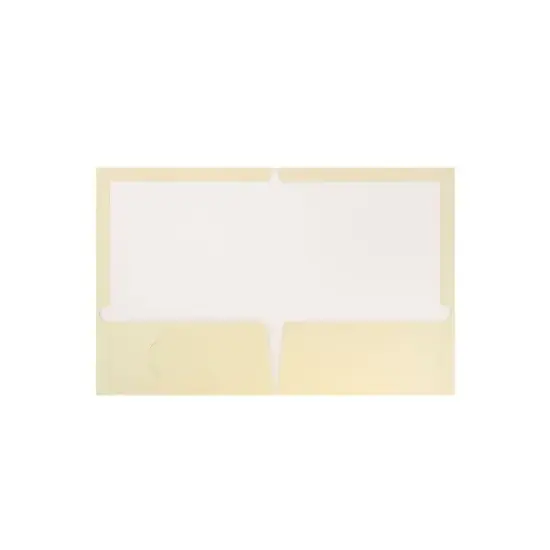 JAM Paper Laminated Two-Pocket Glossy Presentation Folders Ivory Bulk 50/Box 385GIVC image {1}