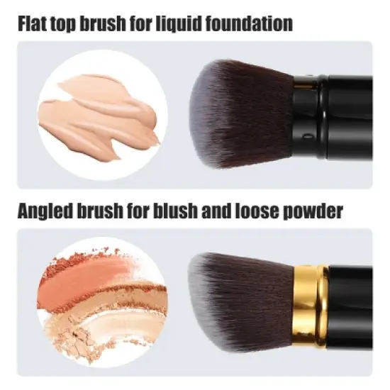 Unique Bargains Makeup Brush Kit Travel Retractable Angled Makeup Brush Eye Defining Brush Highlight Brush 2 Pcs image {2}